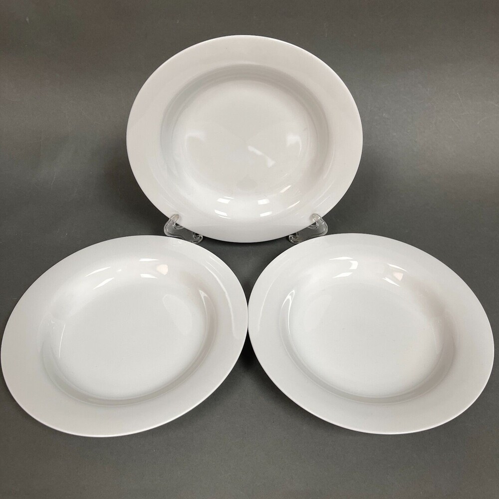 Crate & Barrel Rimmed Bowls Pasta Soup Cereal All White 8 7/8" Lot of 3